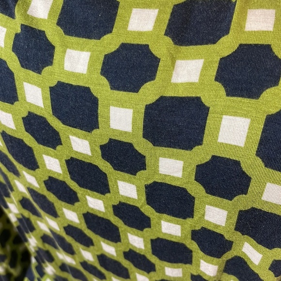 Banana Republic Womens XL Wrap Dress Lime Green Navy White Geometric Pattern - Picture 6 of 9